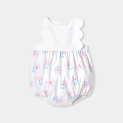 Combinaison, Barboteuse Et Ensemble-Jacadi Barboteuse bébé fille en piqué de coton - lore BLANC/MULTICO
