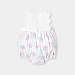 Combinaison, Barboteuse Et Ensemble-Jacadi Barboteuse bébé fille en piqué de coton - lore BLANC/MULTICO