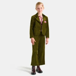 Manteau, Doudoune Et Veste-Jacadi Blazer enfant fille en velours lisse - VERT OLIVE
