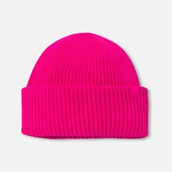 Accessoires-Jacadi Bonnet enfant fille doublé en micropolaire - ROSE SHOCKING