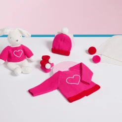 Accessoires-Jacadi Bonnet Love Maille collection solidaire - ROSE/ROUGE