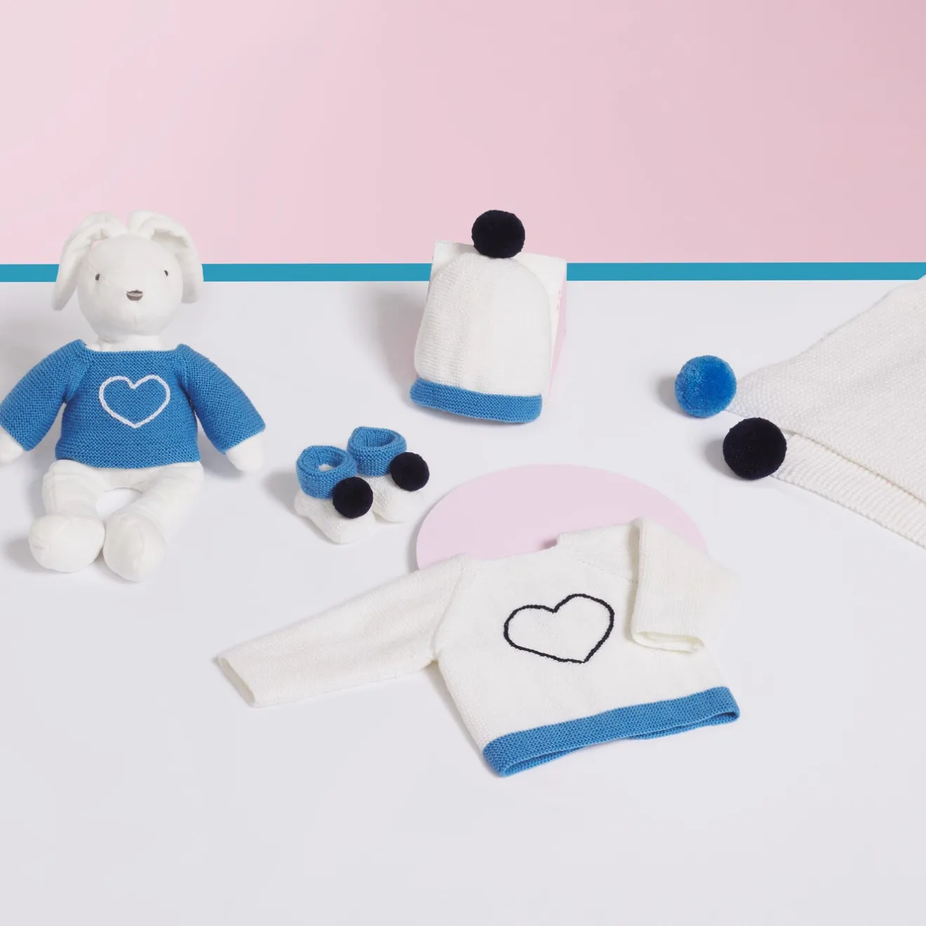 Pull, Sweat Et Cardigan-Jacadi Brassière Love Maille collection solidaire - BLANC/BLEU
