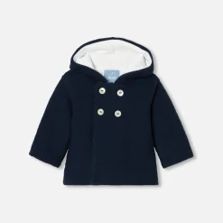 Manteaux, Vestes Et Combi Pilote|Manteaux, Vestes Et Combi Pilote-Jacadi Burnous bébé en laine Mérinos - MARINE CLAIR