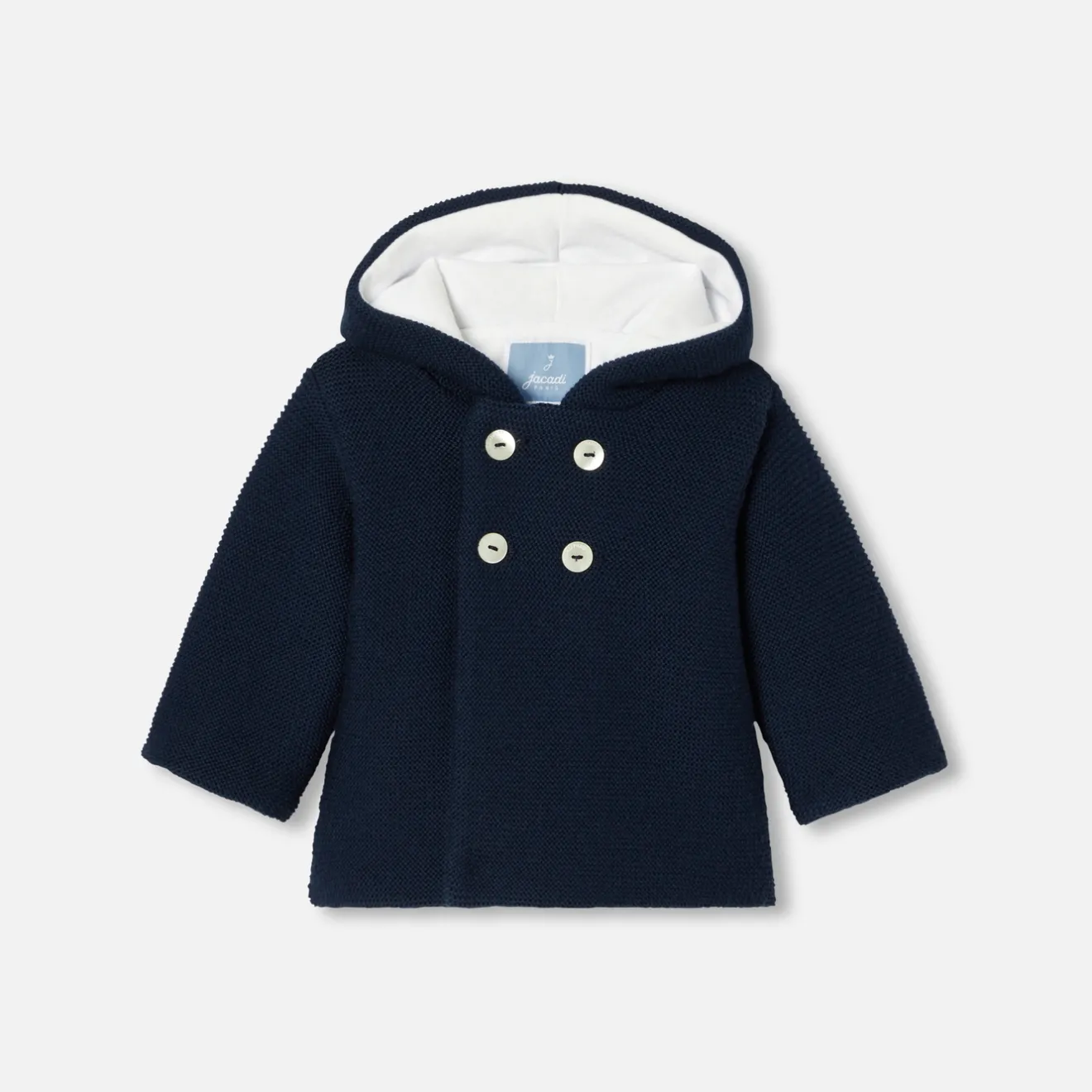 Manteaux, Vestes Et Combi Pilote|Manteaux, Vestes Et Combi Pilote-Jacadi Burnous bébé en laine Mérinos - MARINE CLAIR