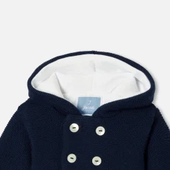 Manteaux, Vestes Et Combi Pilote|Manteaux, Vestes Et Combi Pilote-Jacadi Burnous bébé en laine Mérinos - MARINE CLAIR