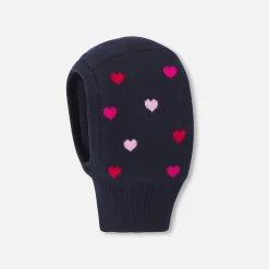 Accessoires-Jacadi Cagoule bébé fille à petits cœurs - lore MARINE/MULTICO