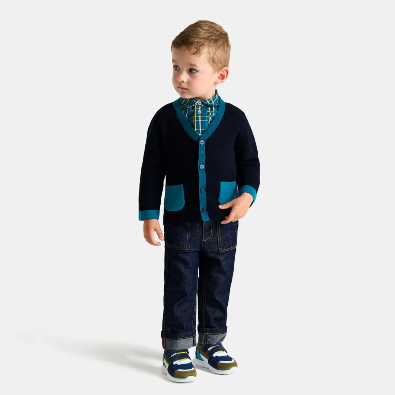 Pull, Sweat Et Cardigan-Jacadi Cardigan bébé garçon color block - marine MARINE JACADI