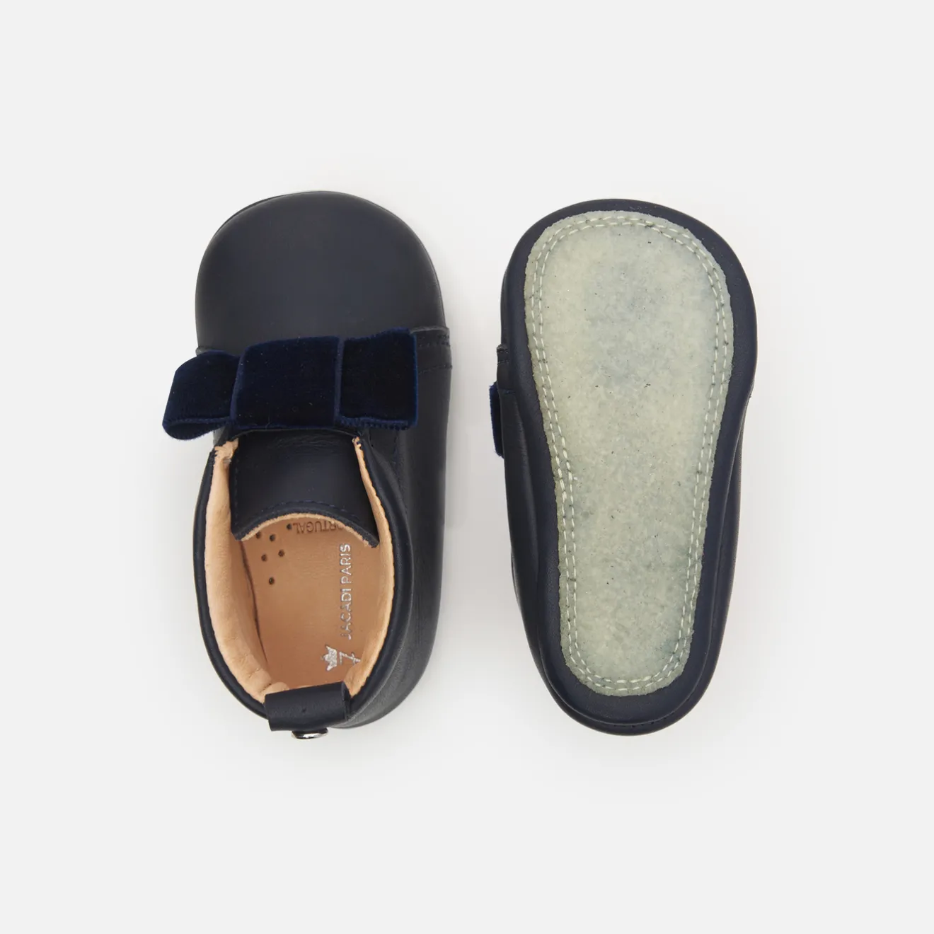 Chaussons|Chaussures-Jacadi Chaussons bébé fille en cuir - marine MARINE JACADI