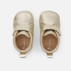 Chaussons|Chaussures-Jacadi Chaussons bébé fille en cuir irisé - OR