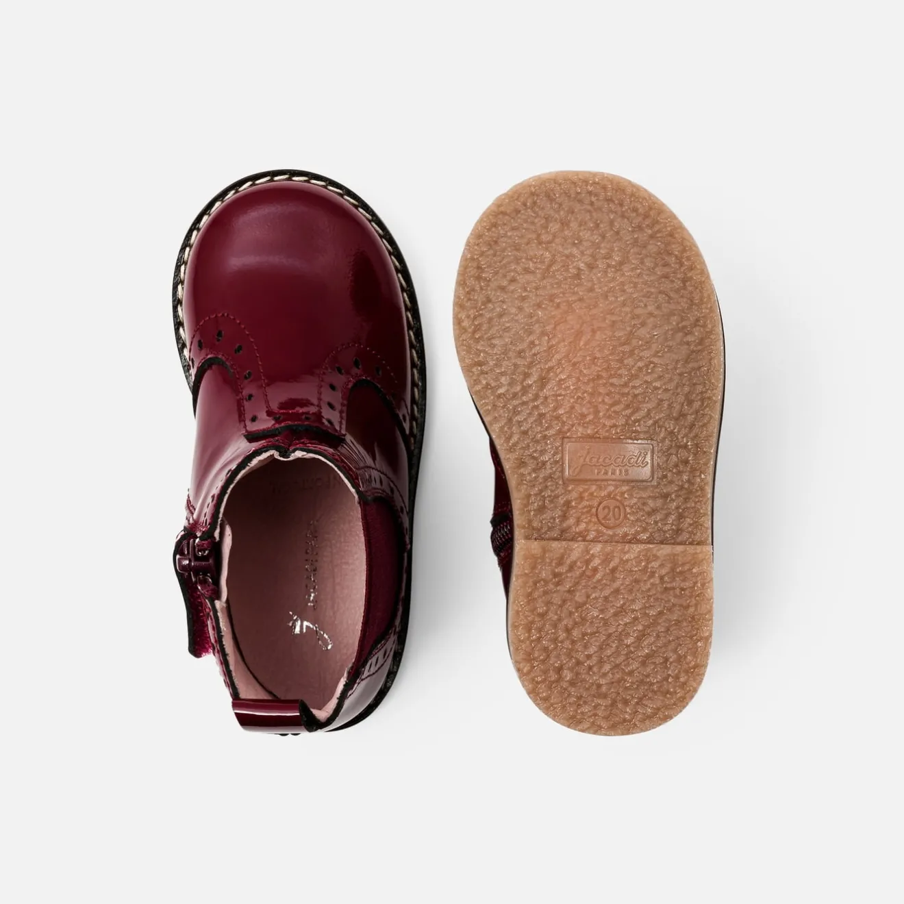 Boots Et Botillons-Jacadi Chelsea boots bébé fille en cuir verni - BORDEAUX
