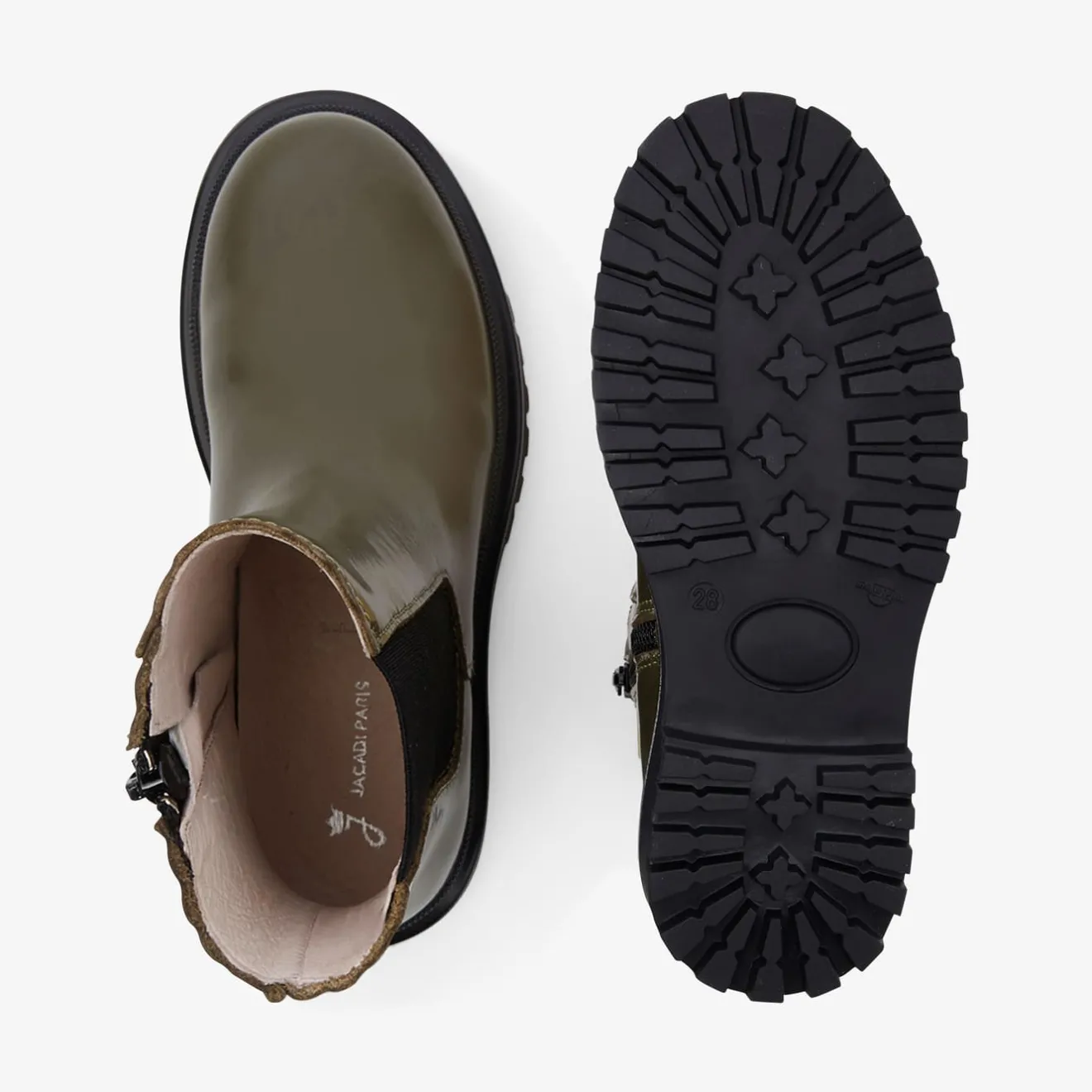 Boots Et Botillons|Chaussures-Jacadi Chelsea boots enfant fille en cuir lisse - KAKI