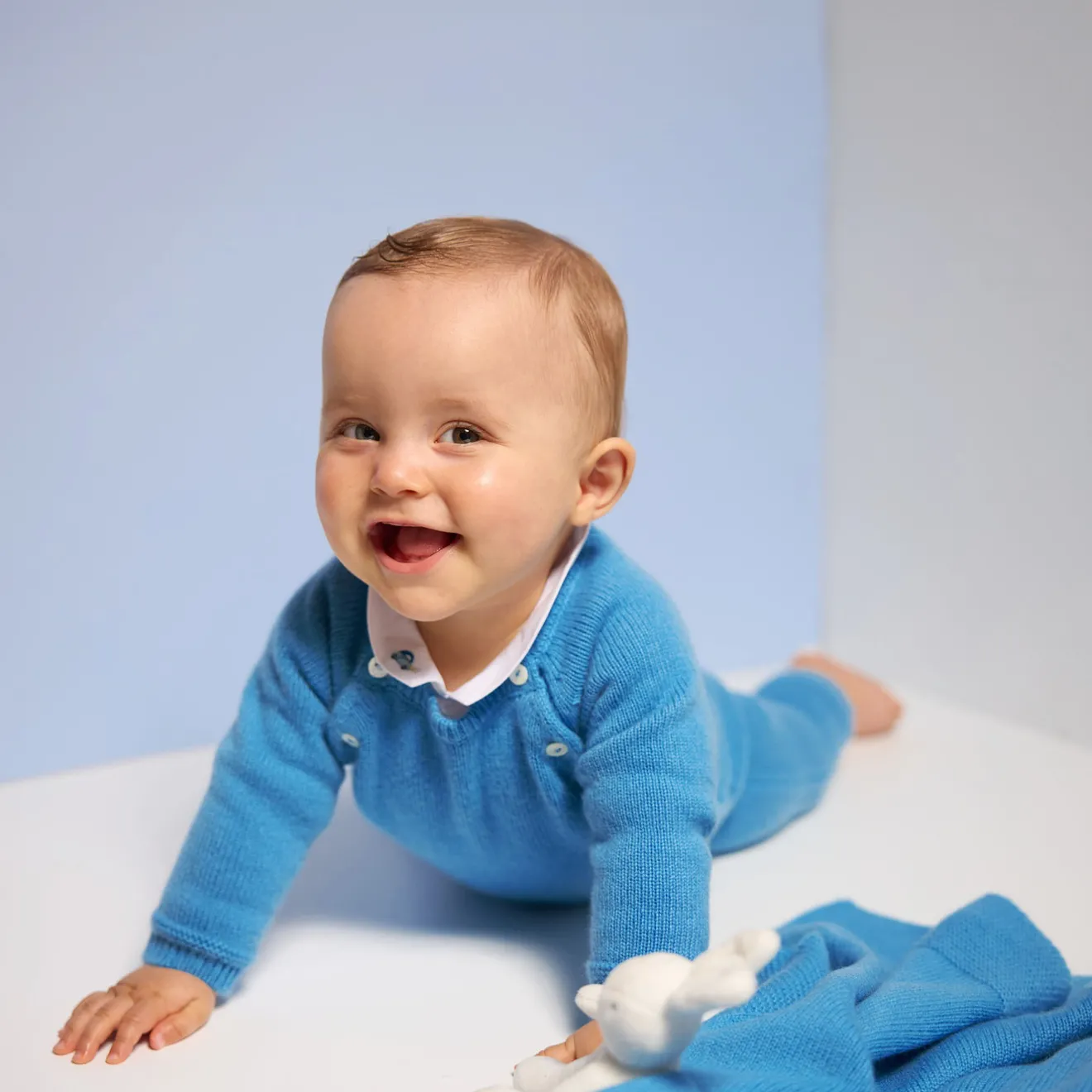 Combinaison, Barboteuse Et Ensemble-Jacadi Combinaison bébé en cachemire - BLEU DE PRUSSE