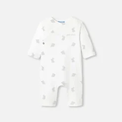Combinaison, Barboteuse Et Ensemble-Jacadi Combinaison bébé en jersey ouatiné - BLANC/GRIS