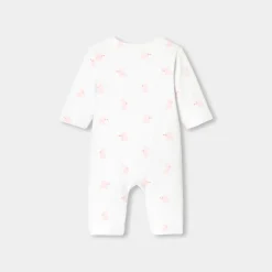 Combinaison, Barboteuse Et Ensemble-Jacadi Combinaison bébé fille en jersey - BLANC/ROSE