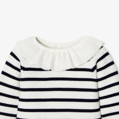 Combinaison, Barboteuse Et Ensemble-Jacadi Combinaison bébé fille en point mousse - MARINE/BLANC