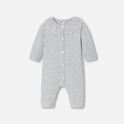 Combinaison, Barboteuse Et Ensemble-Jacadi Combinaison bébé fille en point mousse - gris chine clair GRIS CHINE CLAIR JACADI