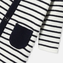 Combinaison, Barboteuse Et Ensemble-Jacadi Combinaison bébé garçon en tricot - MARINE/BLANC