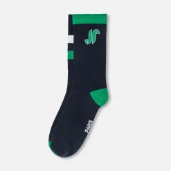 Accessoires-Jacadi Duo de chaussettes enfant garçon - lore MARINE/MULTICO