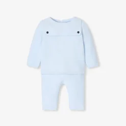 Combinaison, Barboteuse Et Ensemble-Jacadi Ensemble bébé garçon en point mousse - BLEU PALE
