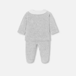 Combinaison, Barboteuse Et Ensemble-Jacadi Ensemble confort bébé en velours - gris chine clair GRIS CHINE CLAIR JACADI