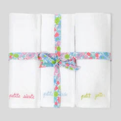 Sorties De Bain Et Peignoirs-Jacadi Lot de 3 langes bébé fille - lore BLANC/MULTICO