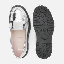 Derbies Et Mocassins|Chaussures-Jacadi Mocassins enfant fille en cuir glacé - ARGENT