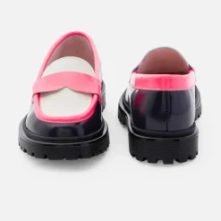 Derbies Et Mocassins|Chaussures-Jacadi Mocassins enfant fille en cuir glacé - lore BLEU/MULTICO