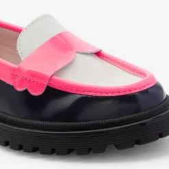 Derbies Et Mocassins|Chaussures-Jacadi Mocassins enfant fille en cuir glacé - lore BLEU/MULTICO