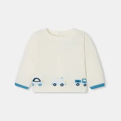 Pull, Sweat Et Cardigan-Jacadi Pull bébé garçon en jersey - lore BLANC DOUX/MULTICO