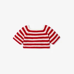 Doudou, Peluche|Eveil, Doudou Et Peluche-Jacadi Pull Love Maille pour notre ourson Martin Collection Solidaire - BLANC/ROUGE