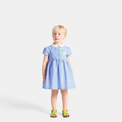 Robe-Jacadi Robe bébé fille coupe trapèze BLANC/BLEU