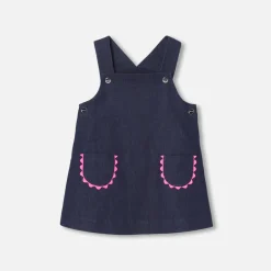 Robe-Jacadi Robe chasuble bébé fille en jean - DENIM FONCE