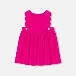 Robe-Jacadi Robe chasuble bébé fille en velours - FRAMBOISE