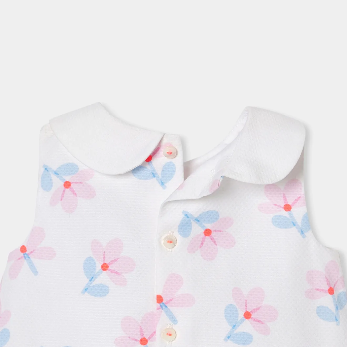 Robe-Jacadi Robe chasuble bébé fille en piqué de coton - lore BLANC/MULTICO