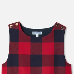 Robe Et Jupe-Jacadi Robe chasuble enfant fille en flanelle - MARINE/ROUGE