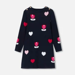 Robe Et Jupe-Jacadi Robe enfant fille jacquard fleurs et cœurs - lore BLEU/MULTICO