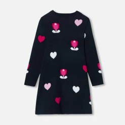 Robe Et Jupe-Jacadi Robe enfant fille jacquard fleurs et cœurs - lore BLEU/MULTICO