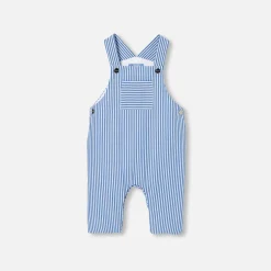 Combinaison, Barboteuse Et Ensemble-Jacadi Salopette bébé garçon en popeline - BLANC/BLEU