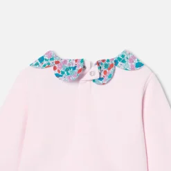 Pull, Sweat Et Cardigan-Jacadi Sweat bébé fille à col Tissu Liberty - rose poudre ROSE POUDRE JACADI