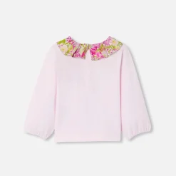 T-Shirt Et Polo-Jacadi T-shirt bébé fille col Tissu Liberty - rose poudre ROSE POUDRE JACADI